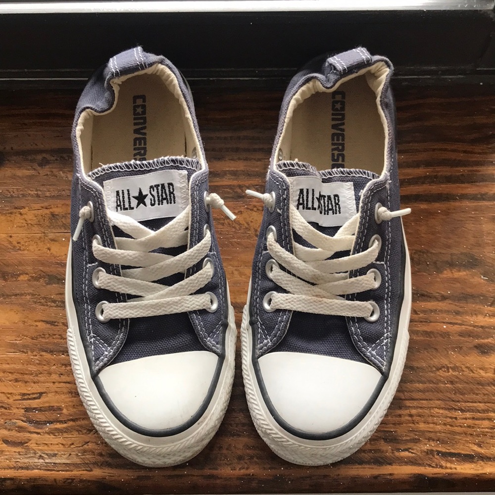 Blue converse slip on sneakers